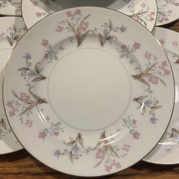 10 Vintage MEITO LUCILLE Salad Plates 1960s Japan Floral PRISTINE EXCELLENT Disc - Picture 3 of 15